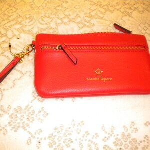 NANETTE LEPORE Molie top zip tech wristlet/organizer. Flame 7.5 X 4.5”